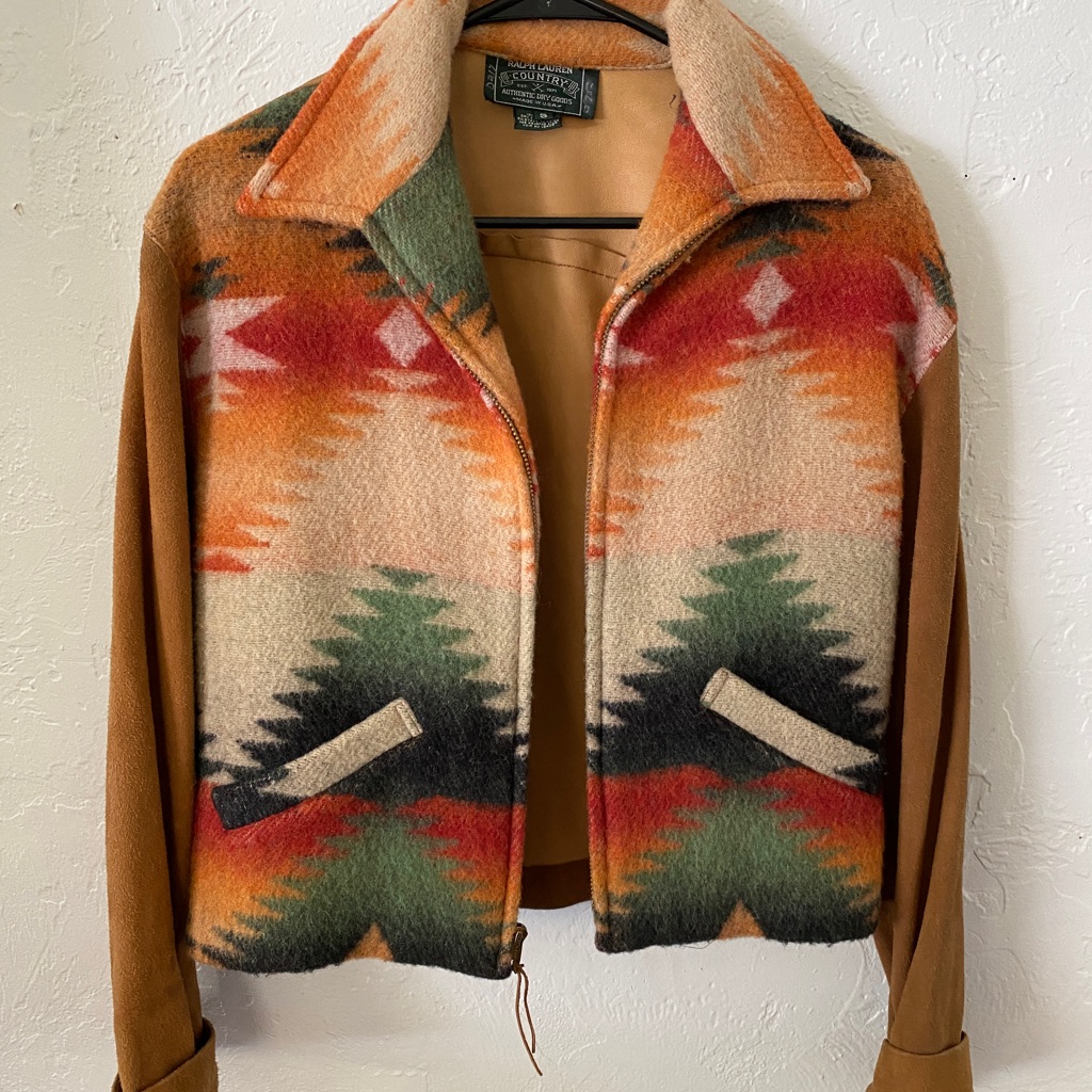 Vintage Ralph Lauren Suede Aztec Jacket Size Small